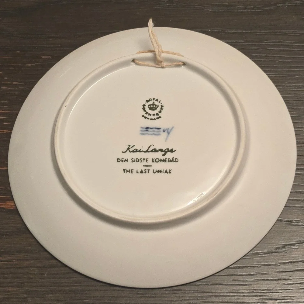 1968 Royal Copenhagen The Last Umiak Blue White Porcelain Collector Plate
